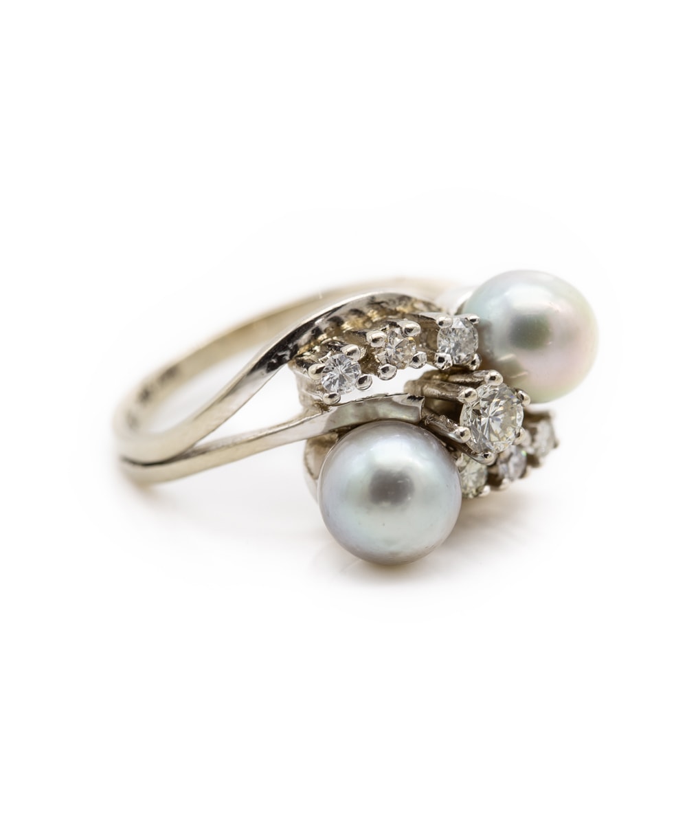 Ring mit Brillanten und Perlen 585er Weißgold