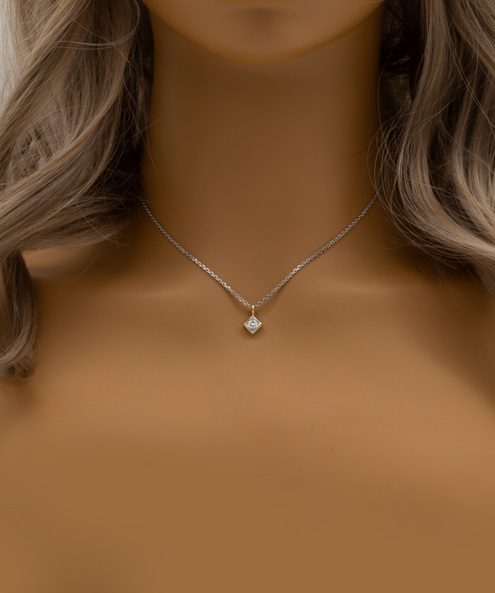 Anhänger mit Brillantsolitär 585er Gold bicolor
