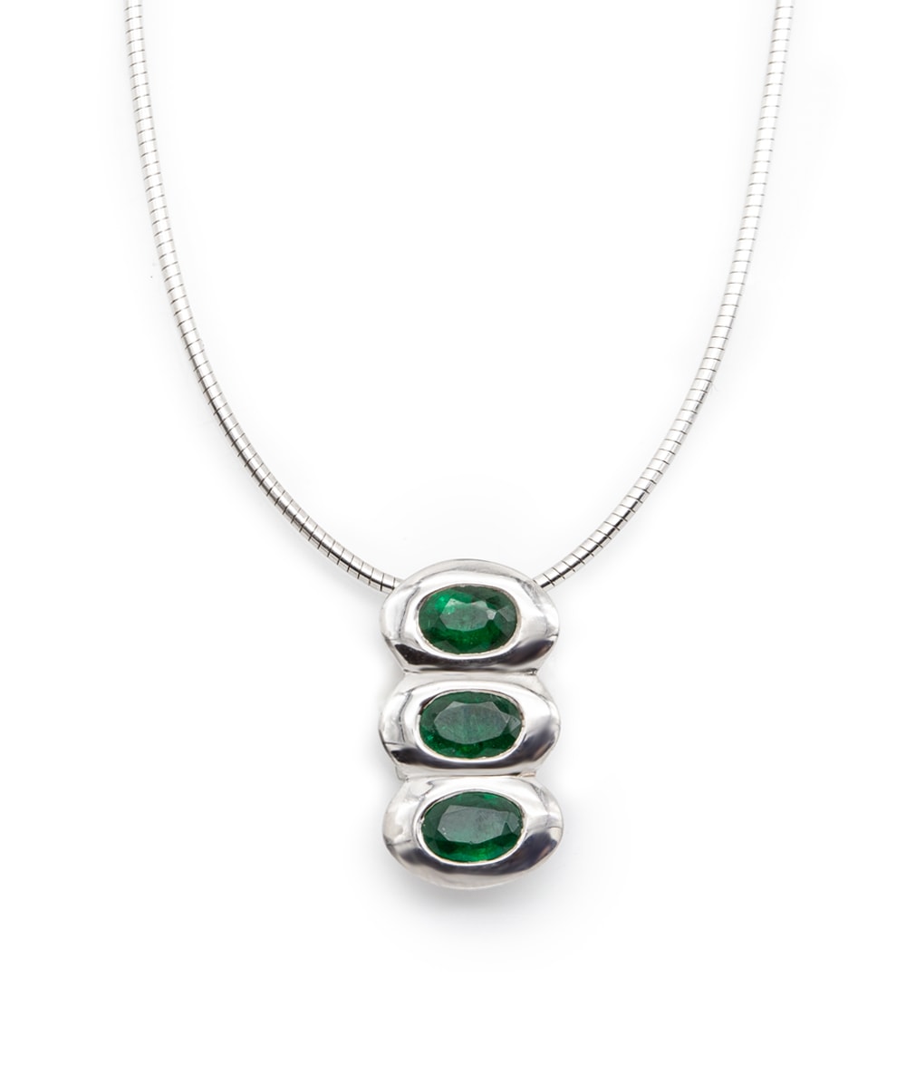 Collier mit Samaragd 585er Weißgold