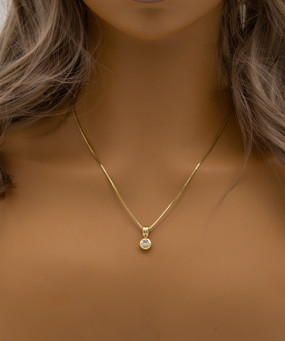 Kette mit Brillantsolitär 585er Gelbgold