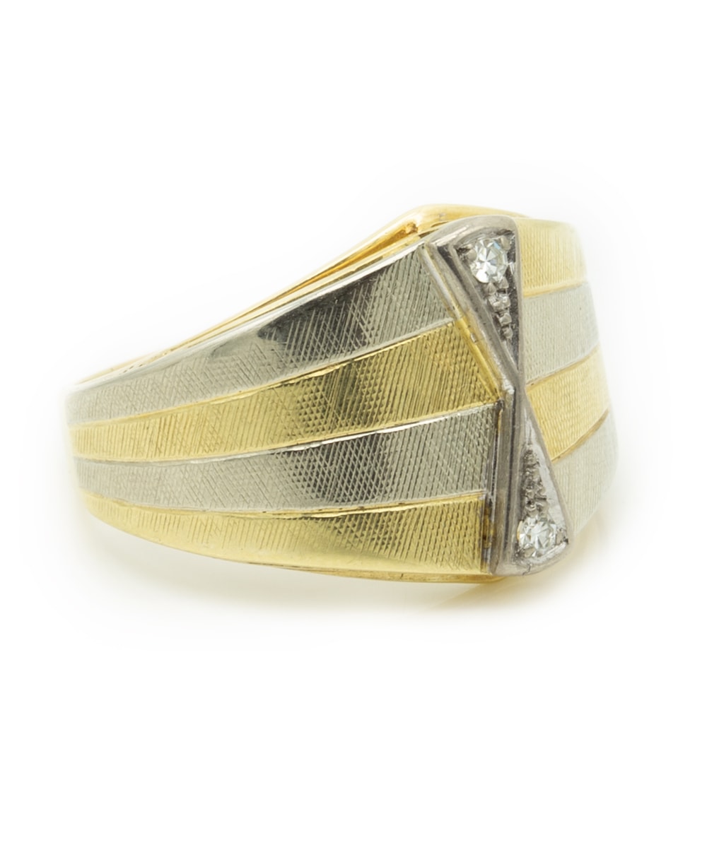  Ring mit Diamanten 585er Gold bicolor 
