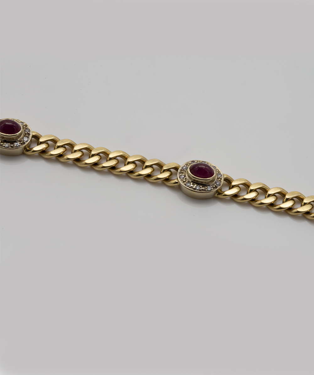 Armband mit Diamanten und Farbsteinen 585er Gelbgold