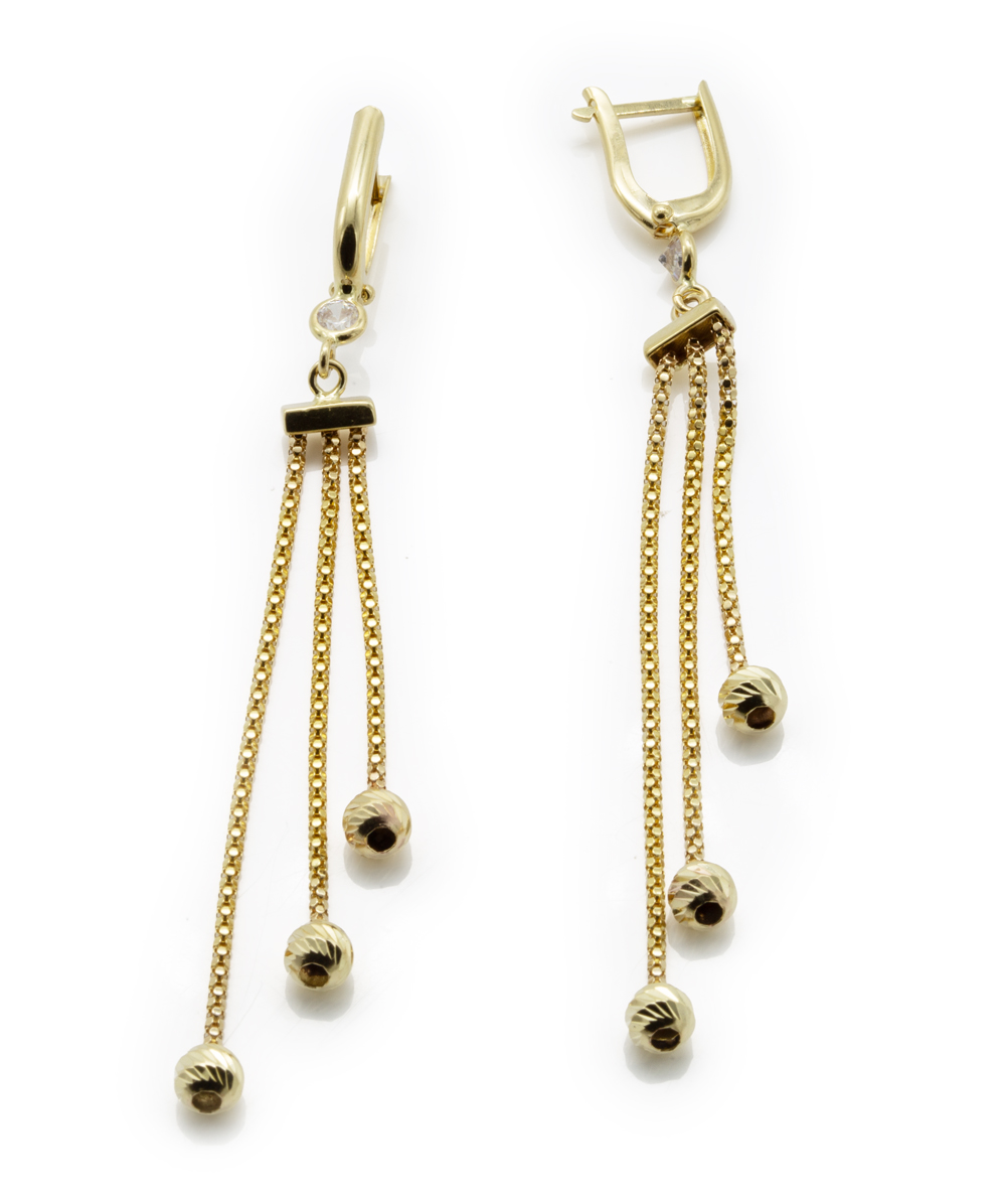 Ohrhänger mit Zirkonia 585er Gelbgold