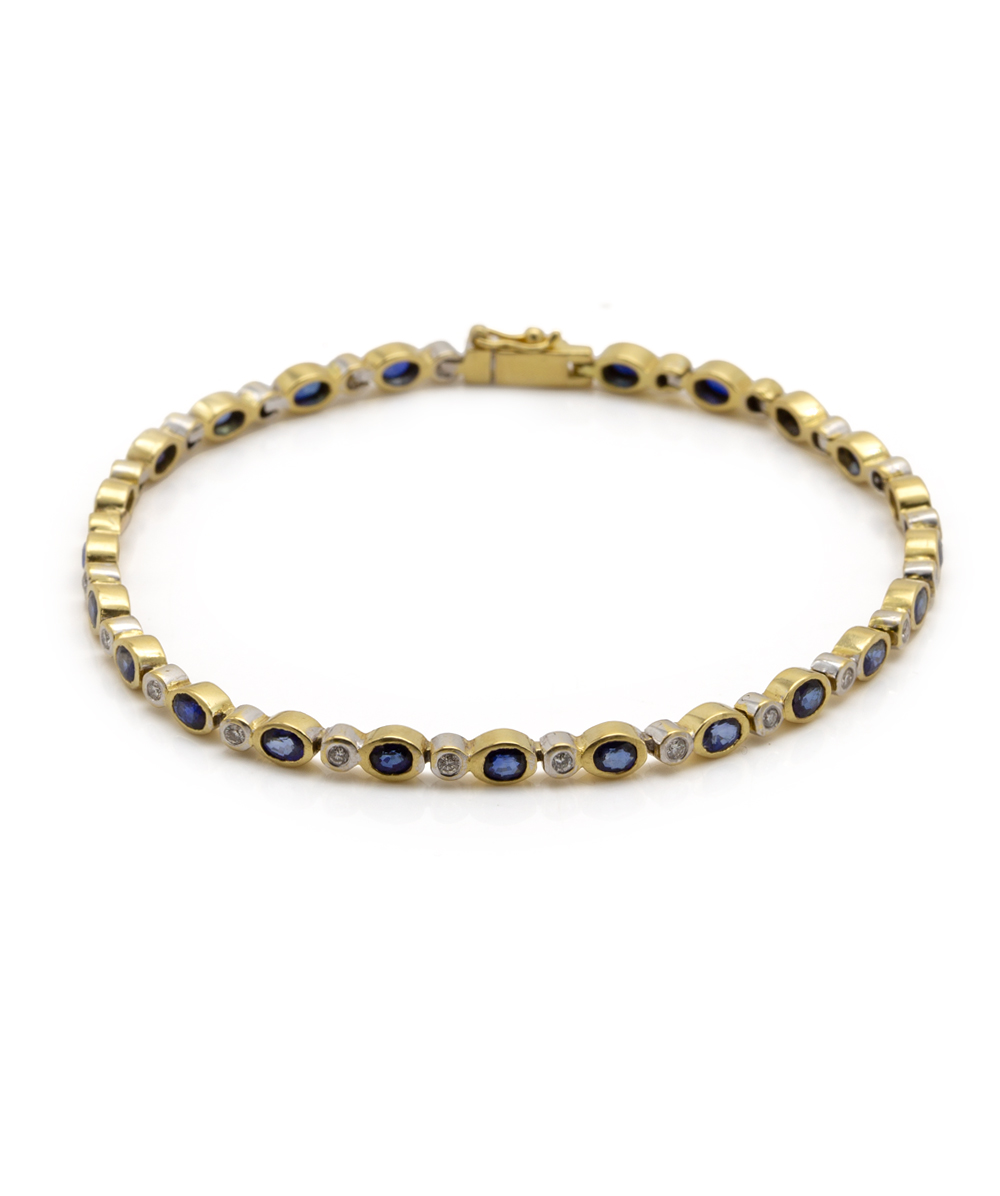 Armband mit Brillant-Safir 750er Gelbgold 