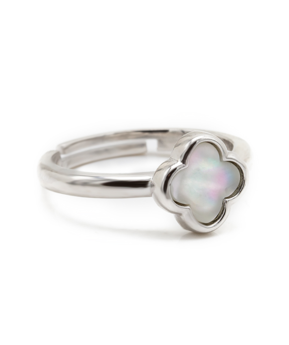 Ring Kleeblatt mit Perlmutt 925er Silber 