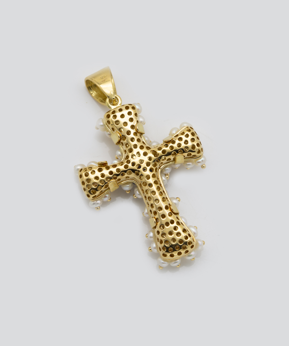 Kreuzanhänger mit Safir 585er Gelbgold - Alternative View