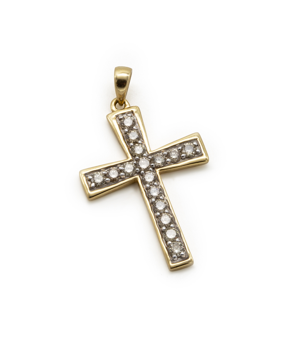 Kreuzanhänger mit Brillanten 585er Gold bicolor