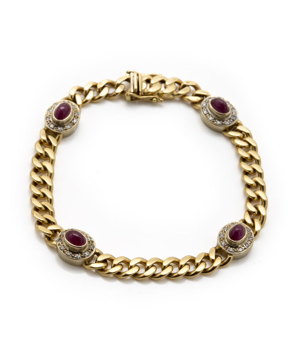 Armband mit Diamanten und Farbsteinen 585er Gelbgold