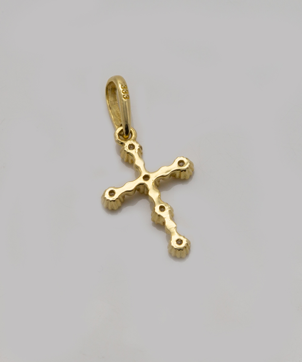 Kreuzanhänger mit Brillanten 333er Gelbgold