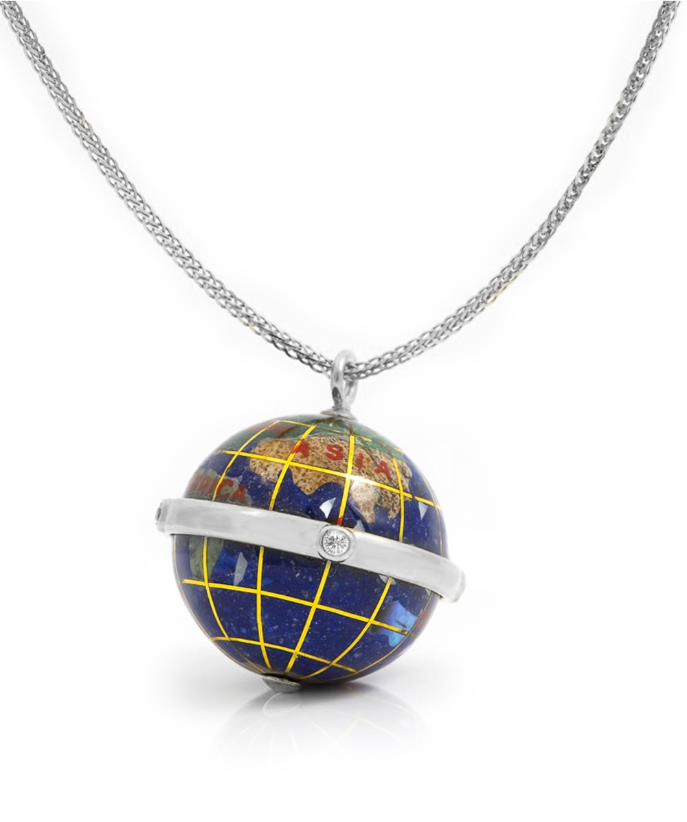 Kette "Weltkugel" mit Zirkonia 925er Silber