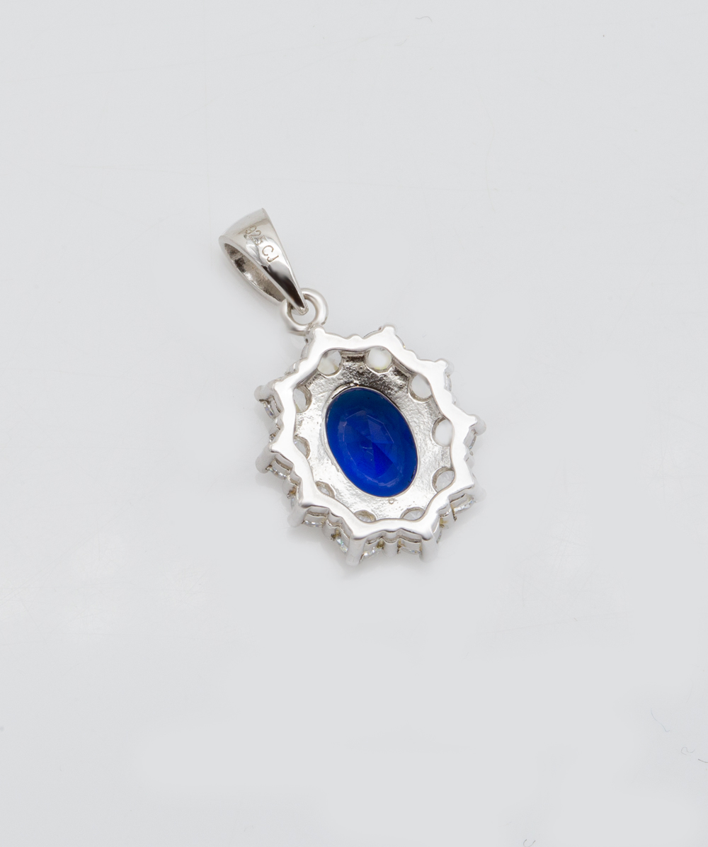 Farbsteinanhänger mit Zirkonia 925er Silber