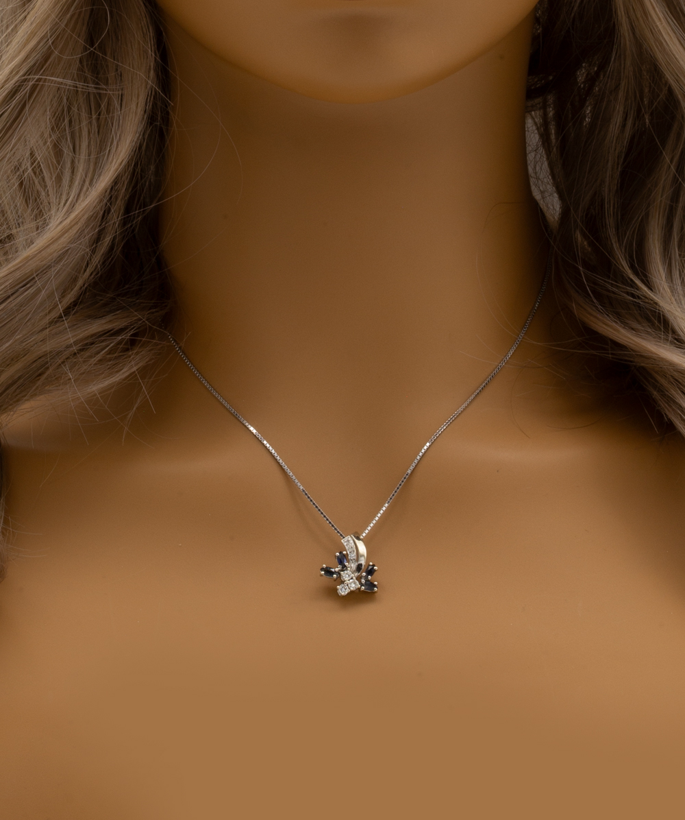 Anhänger mit Safir 585er Weißgold
