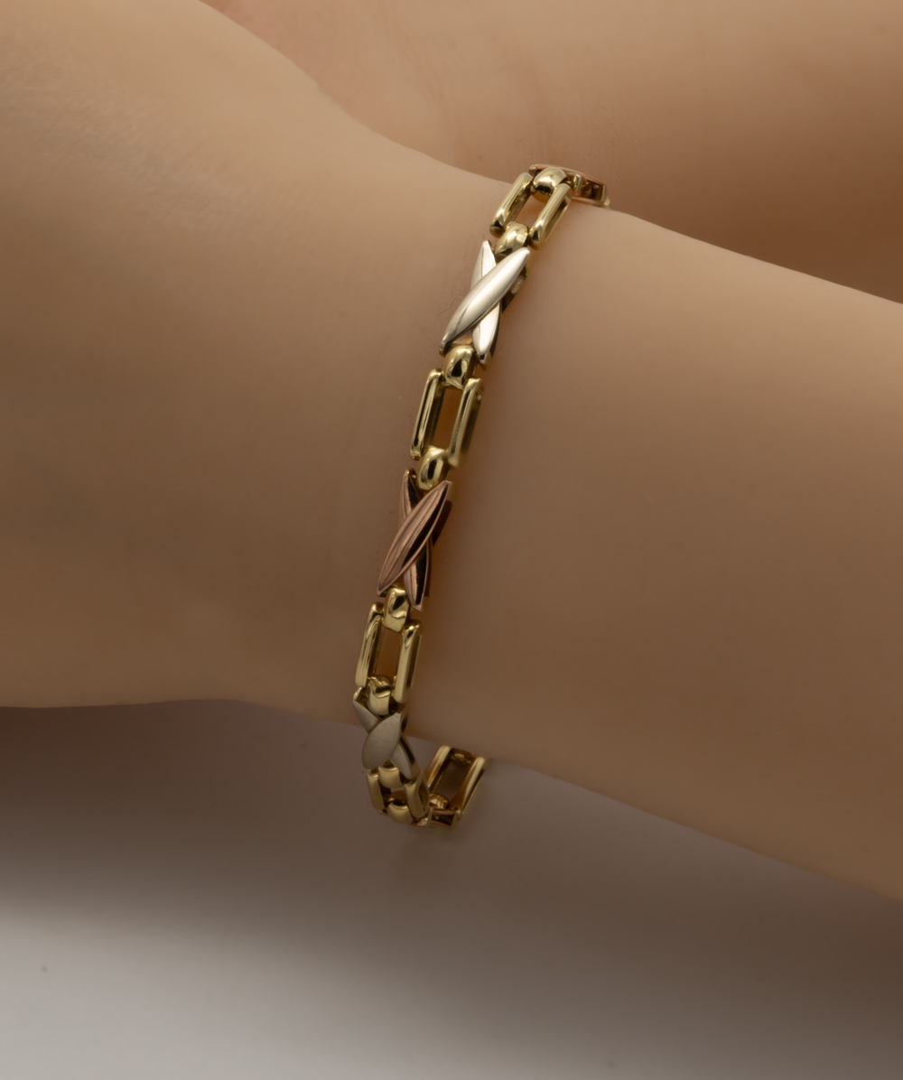 Armband 585er Gold tricolor