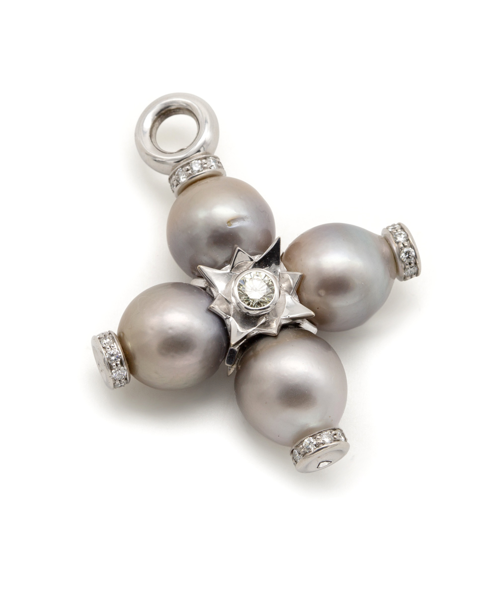 Brillantanhänger mit Tahiti-Perlen 585er Weißgold  