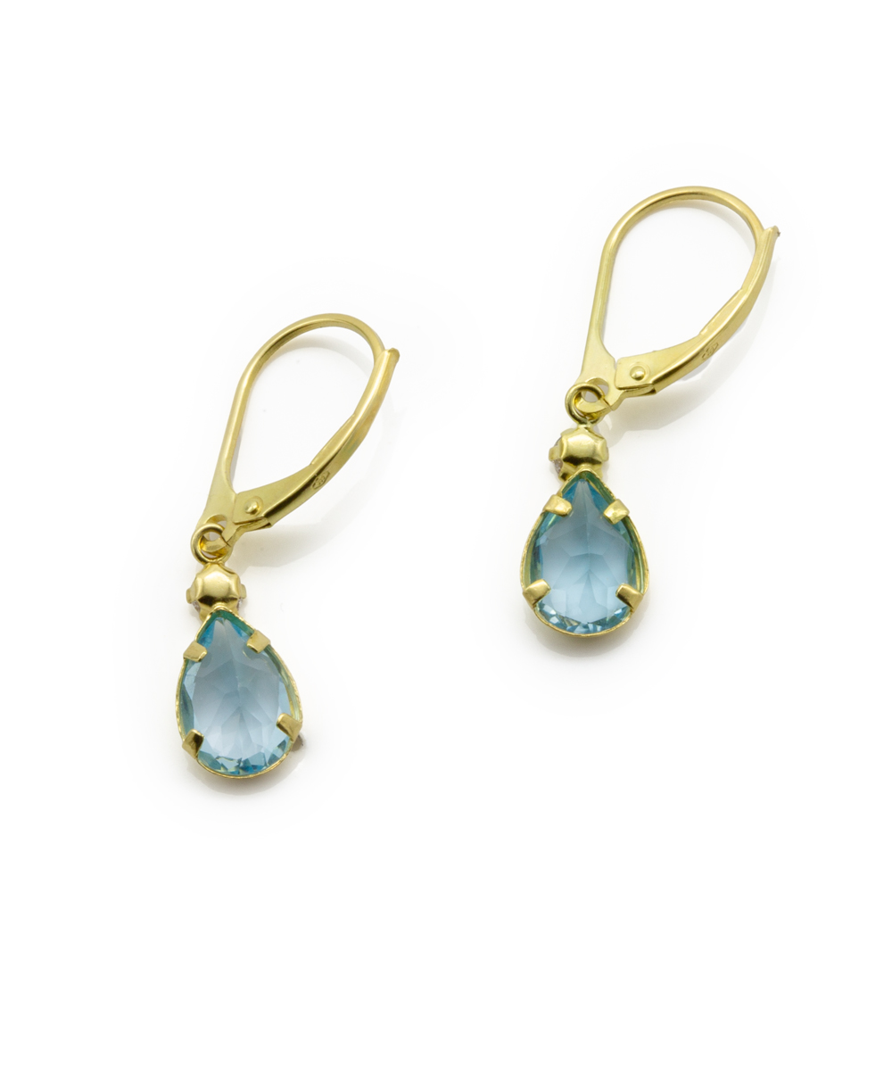 Ohrhänger mit Farbstein 333er Gelbgold