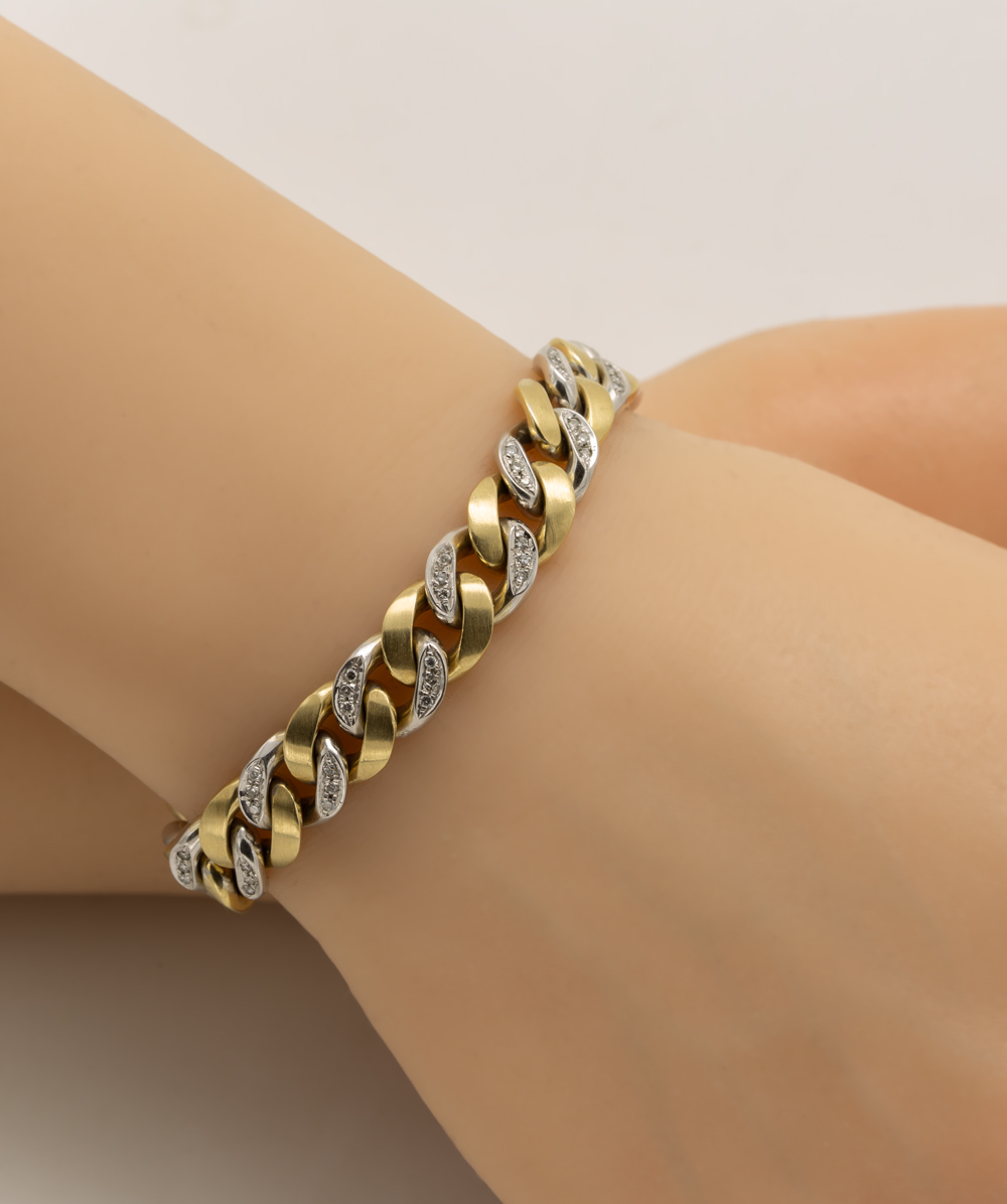 Panzerarmband mit Brillanten 585er Gold bicolor