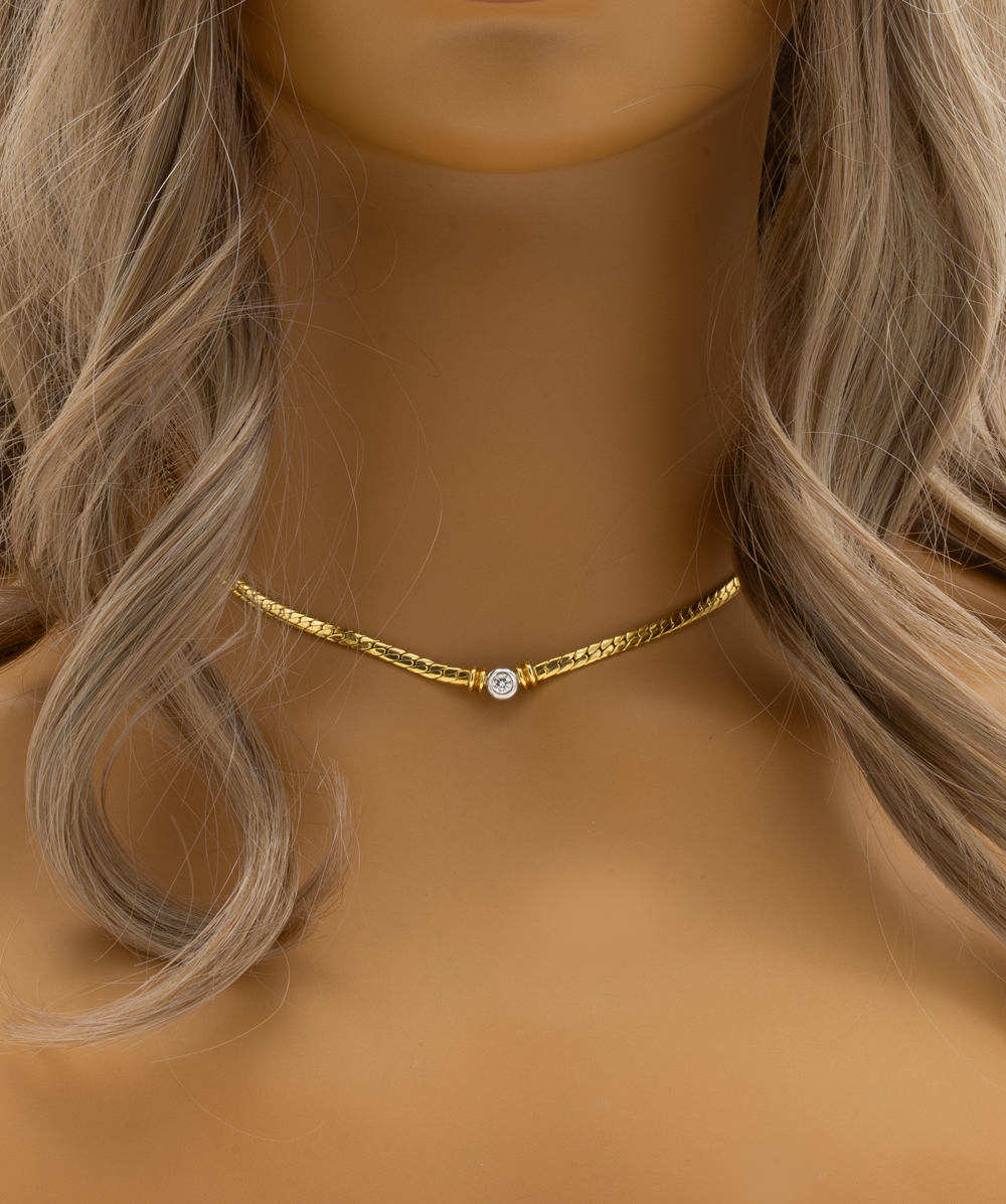 Collier mit Brillantsolitär 750er Gold bicolor