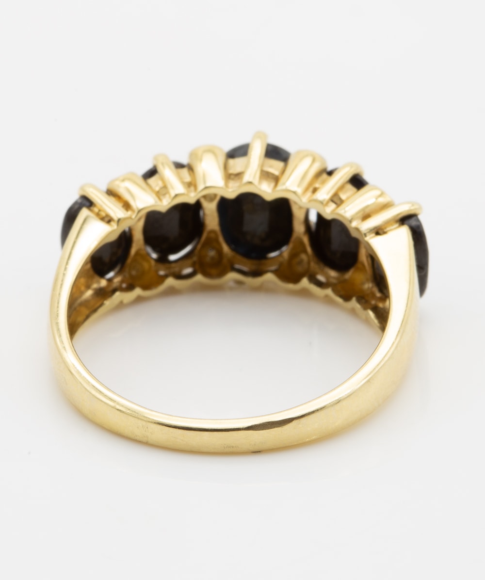 Ring mit Diamanten und Safiren 585er Gold bicolor