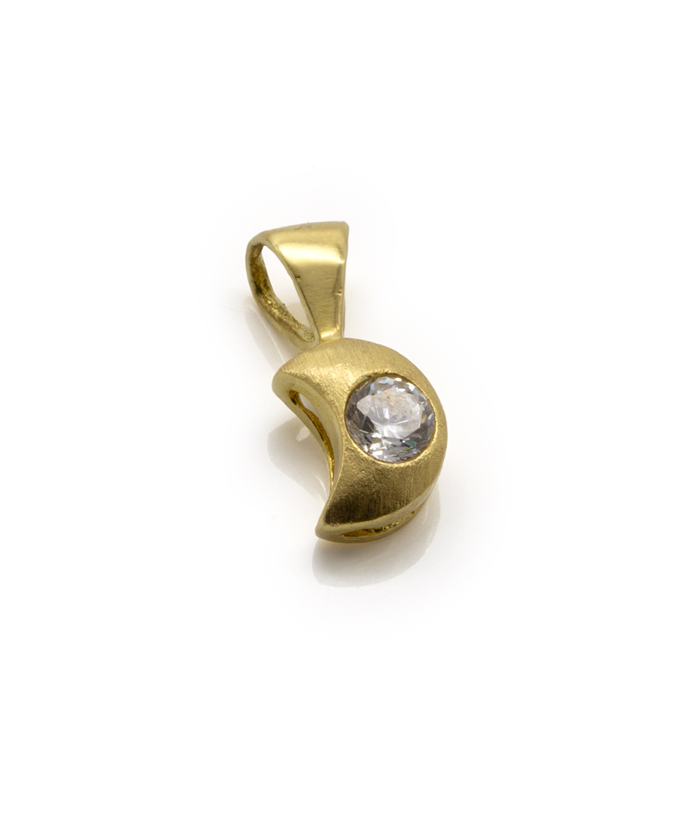 Anhänger Halbmond mit Zirkonia 750er Gelbgold