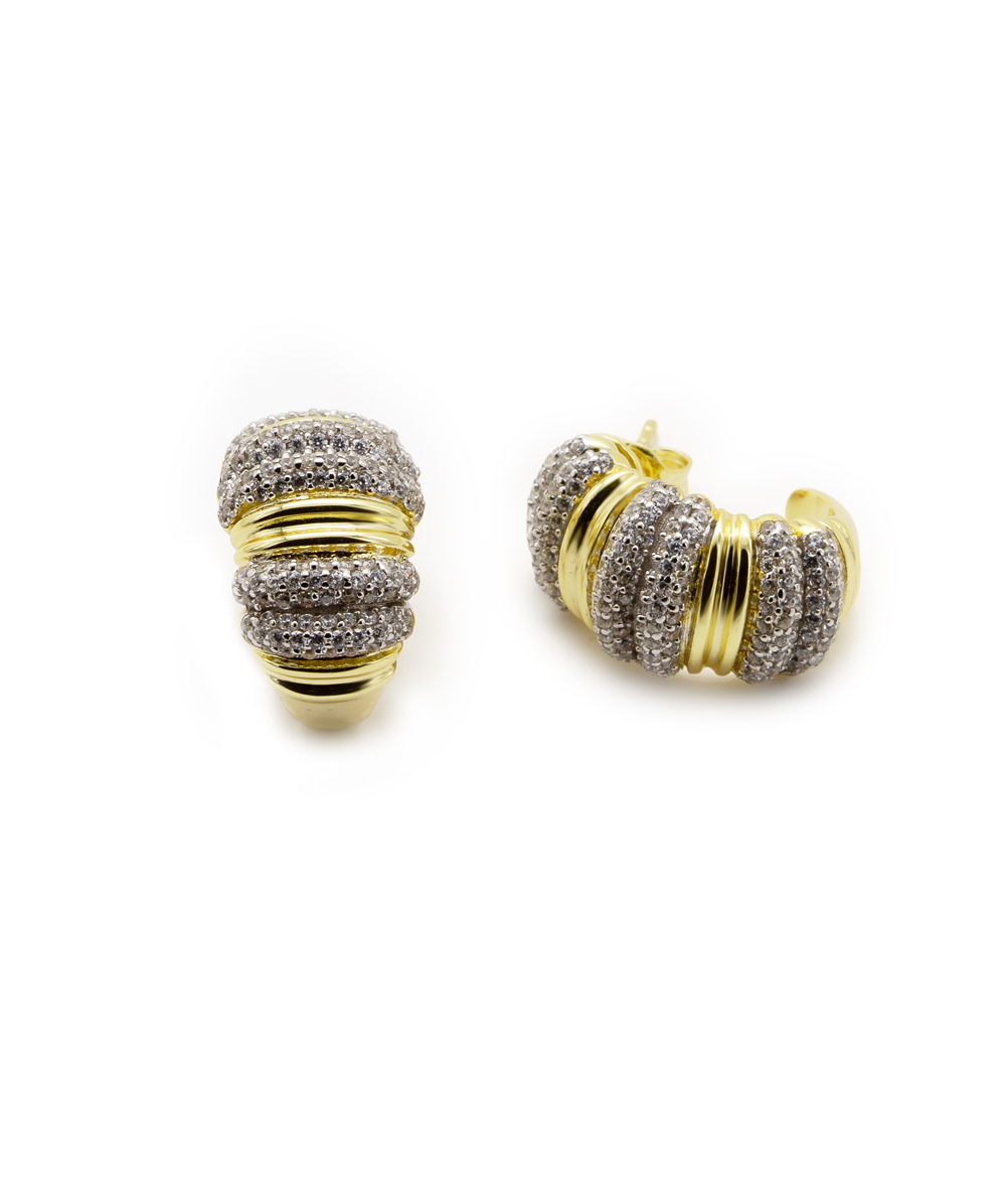 Steckcreole mit Zirkonia 925 Silber bicolor