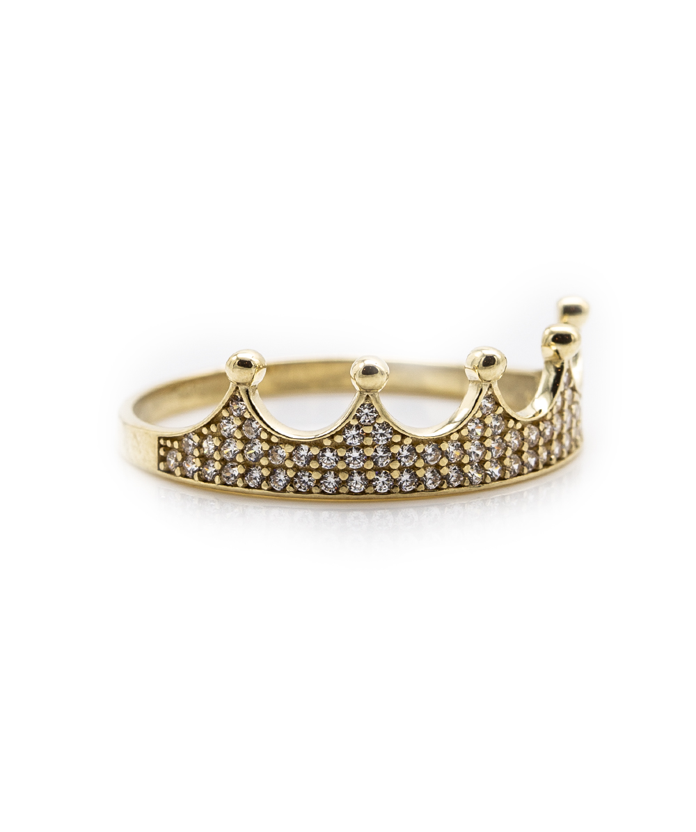 Ring Krone mit Zirkonia 333er Gelbgold