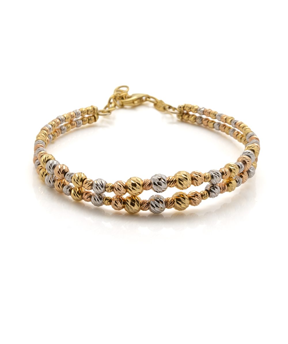 Armspange mit Kugeln 750er Gold tricolor