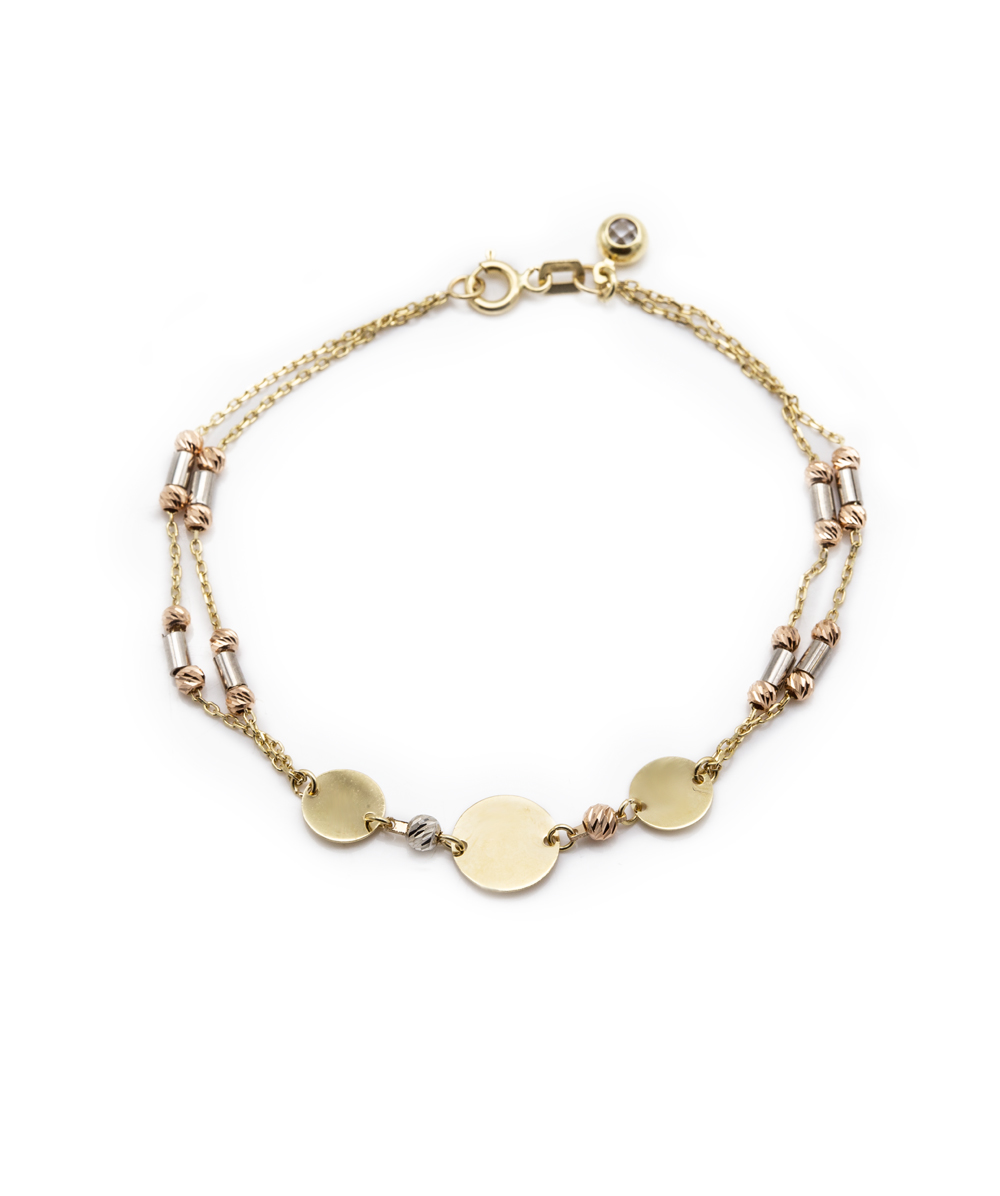 Armband 585er Gold tricolor
