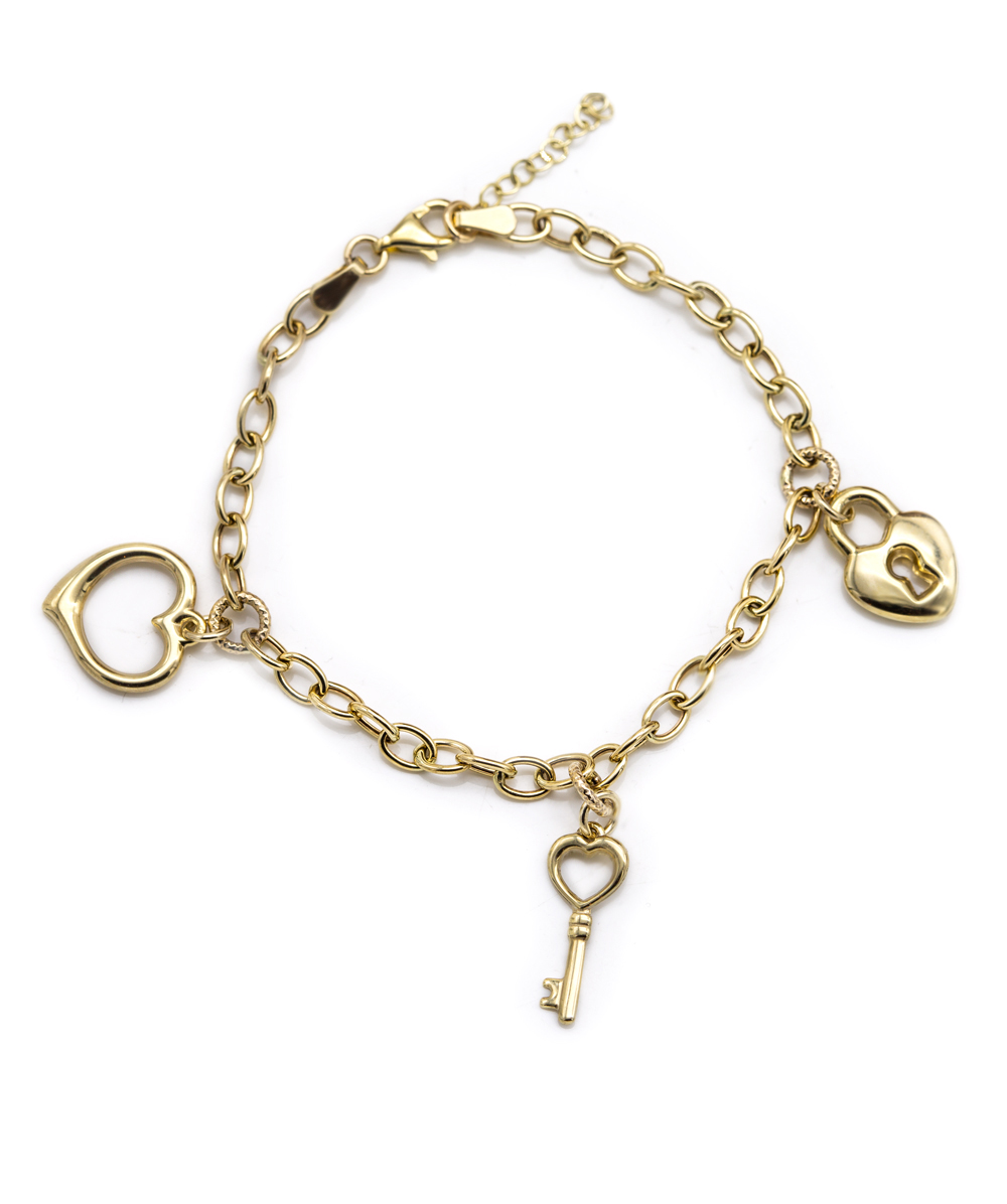 Armband Schloss Schlüssel Herz 333er Gelbgold