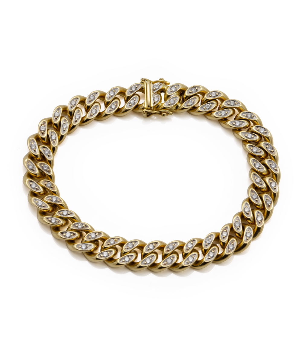 Panzerarmband mit Brillanten 750er Gelbgold