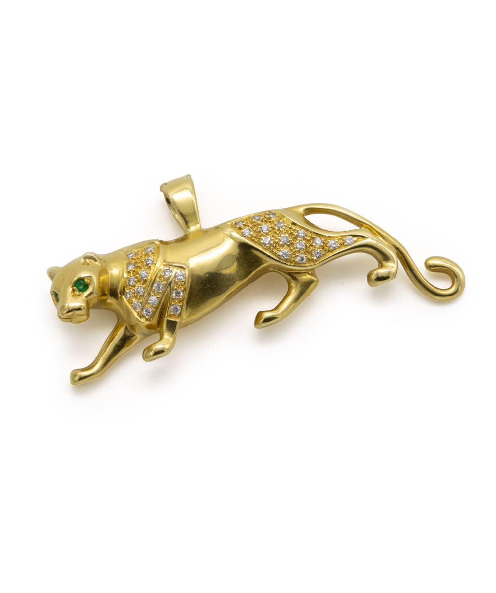 Brillantanhänger Panther 750er Gelbgold