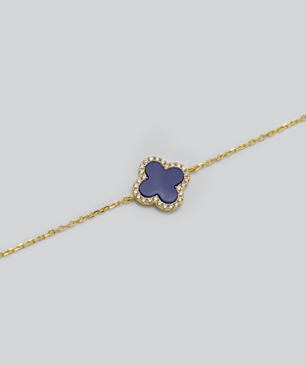Armband Lapis Kleeblatt 925er Silber vergoldet - Alternative View