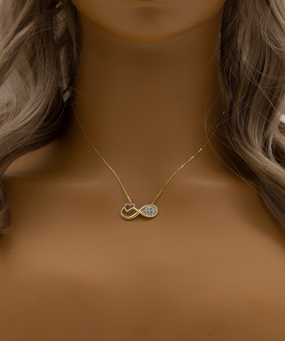 Herzkette Infinity 585er Gold bicolor