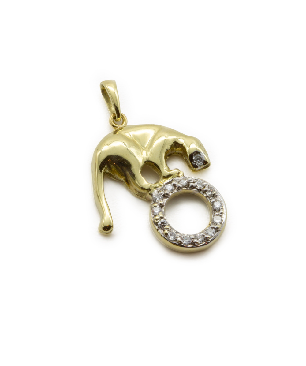 Brillantanhänger Panther 585er Gold bicolor