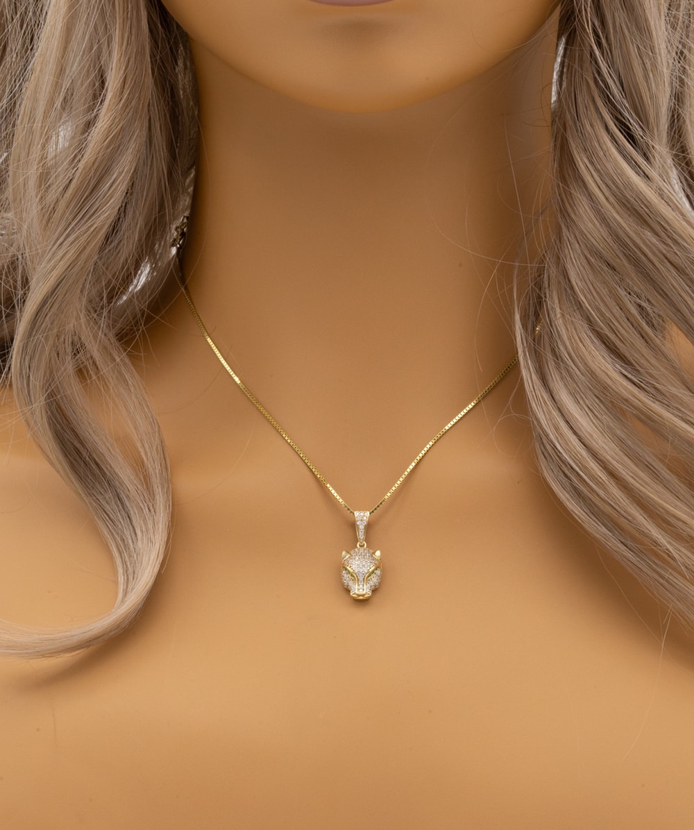 Anhänger Panther Zirkonia 333er Gelbgold