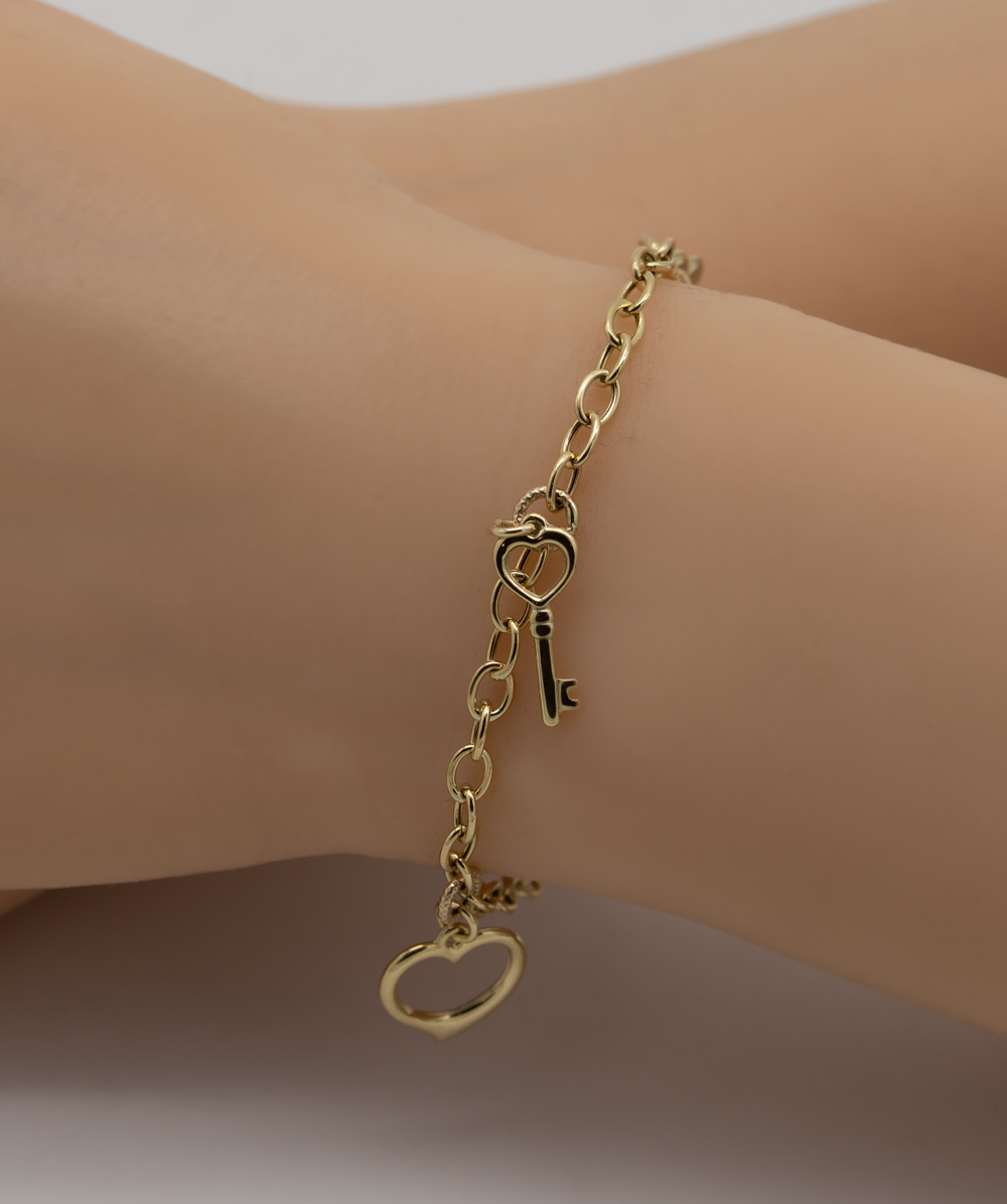 Armband Schloss Schlüssel Herz 333er Gelbgold 