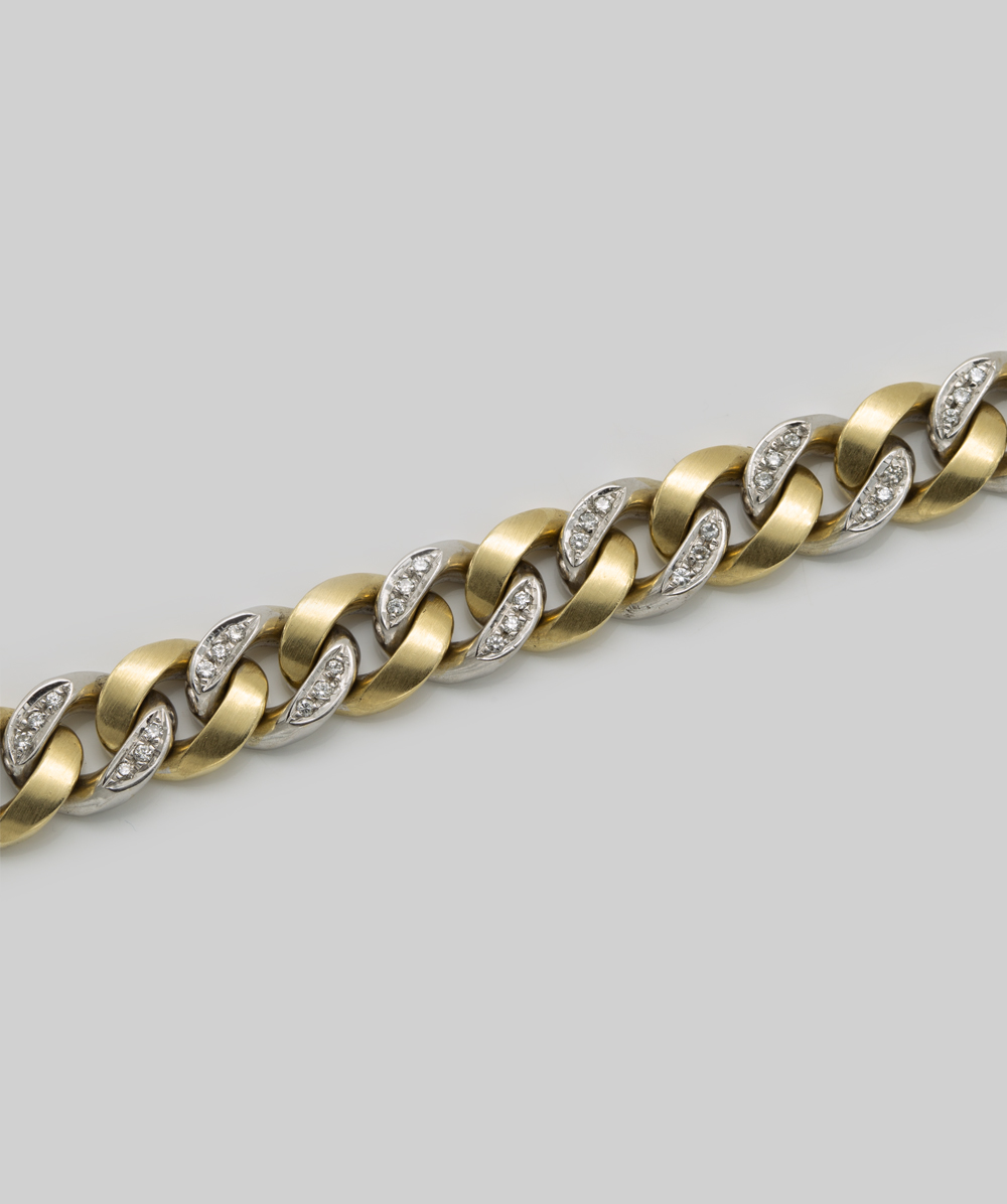 Panzerarmband mit Brillanten 585er Gold bicolor