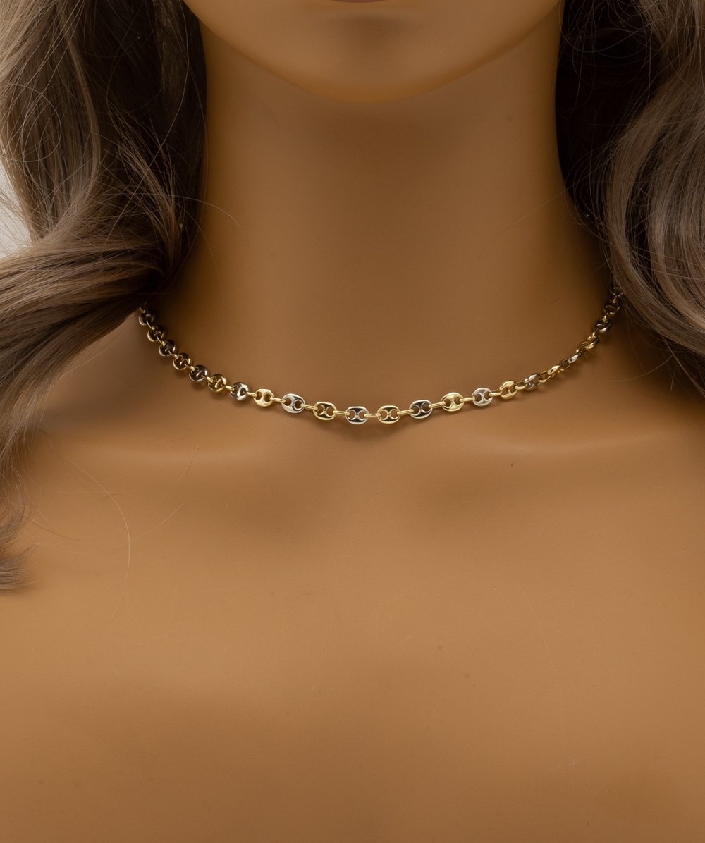 Bohnenkette 585er Gold bicolor