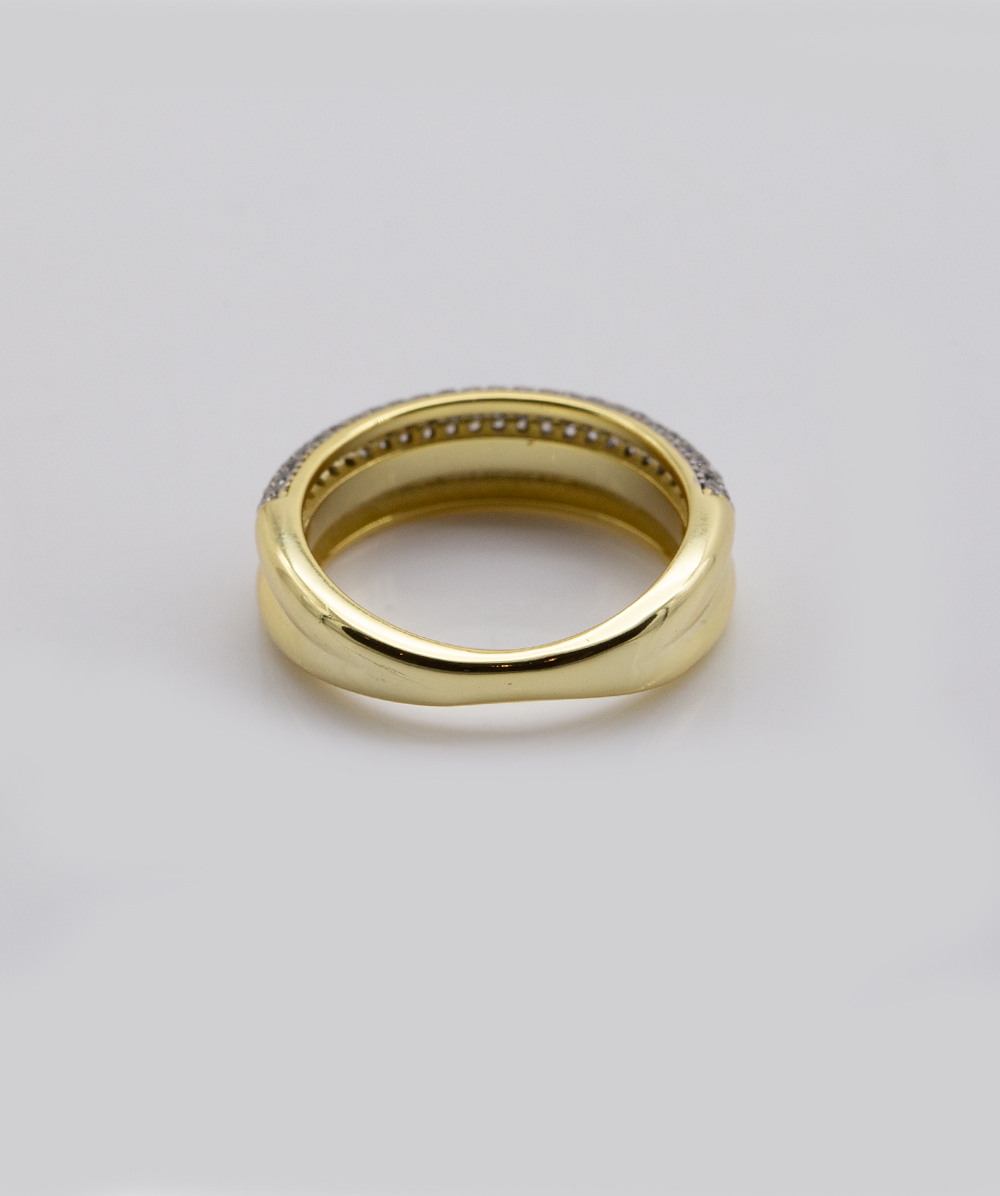 Ring mit Zirkonia 925er Silber vergoldet bicolor