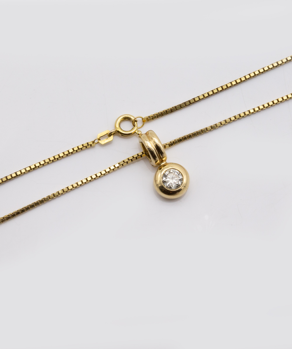 Kette mit Brillantsolitär 585er Gelbgold