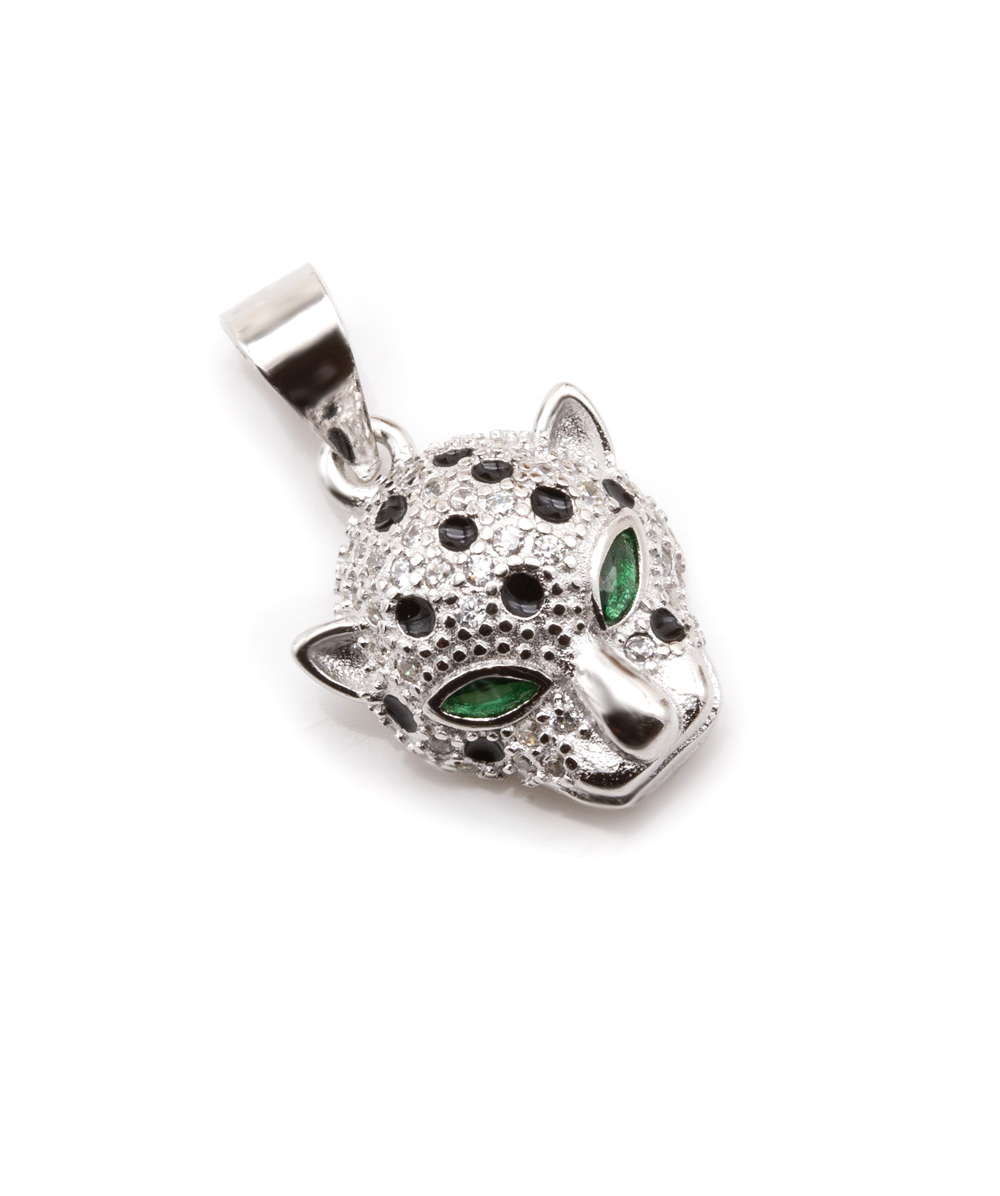 Panther Anhänger mit Zirkonia und Farbstein 925er Silber 