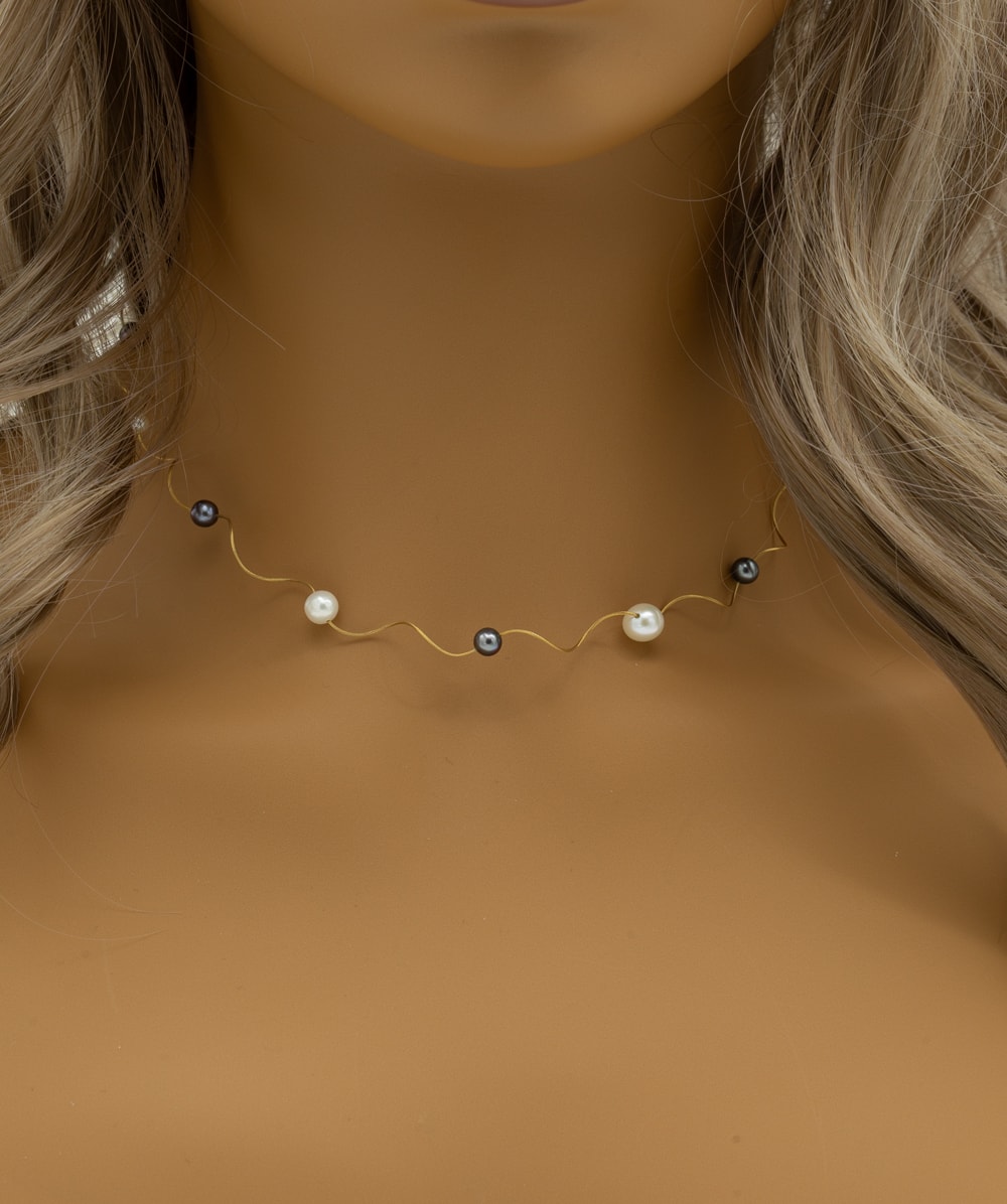 Halskette mit Perlen 750er Gelbgold 