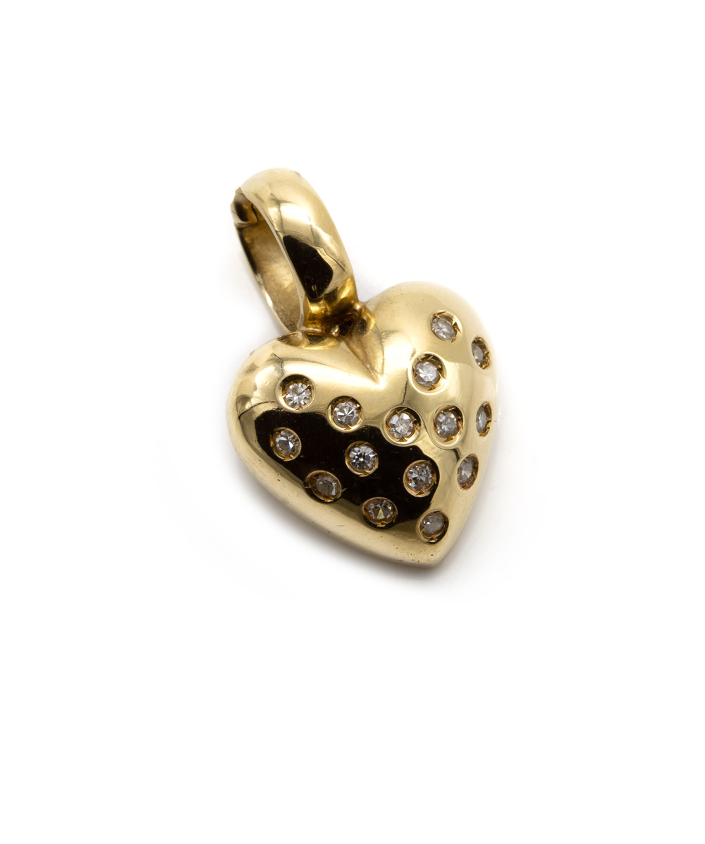 Anhänger Herz-Clip mit Diamanten 585er Gelbgold