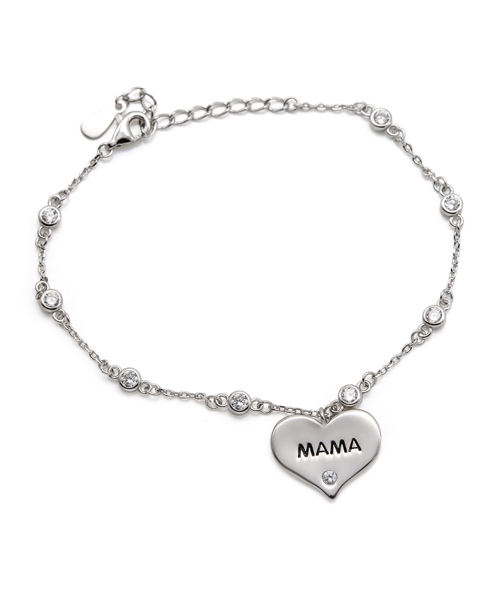 Zirkoniaarmband mit Mama Herzanhänger 925er Silber