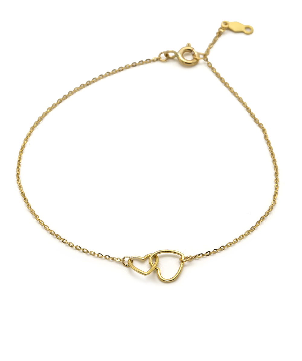 Armband mit Doppelherz 333er Gelbgold