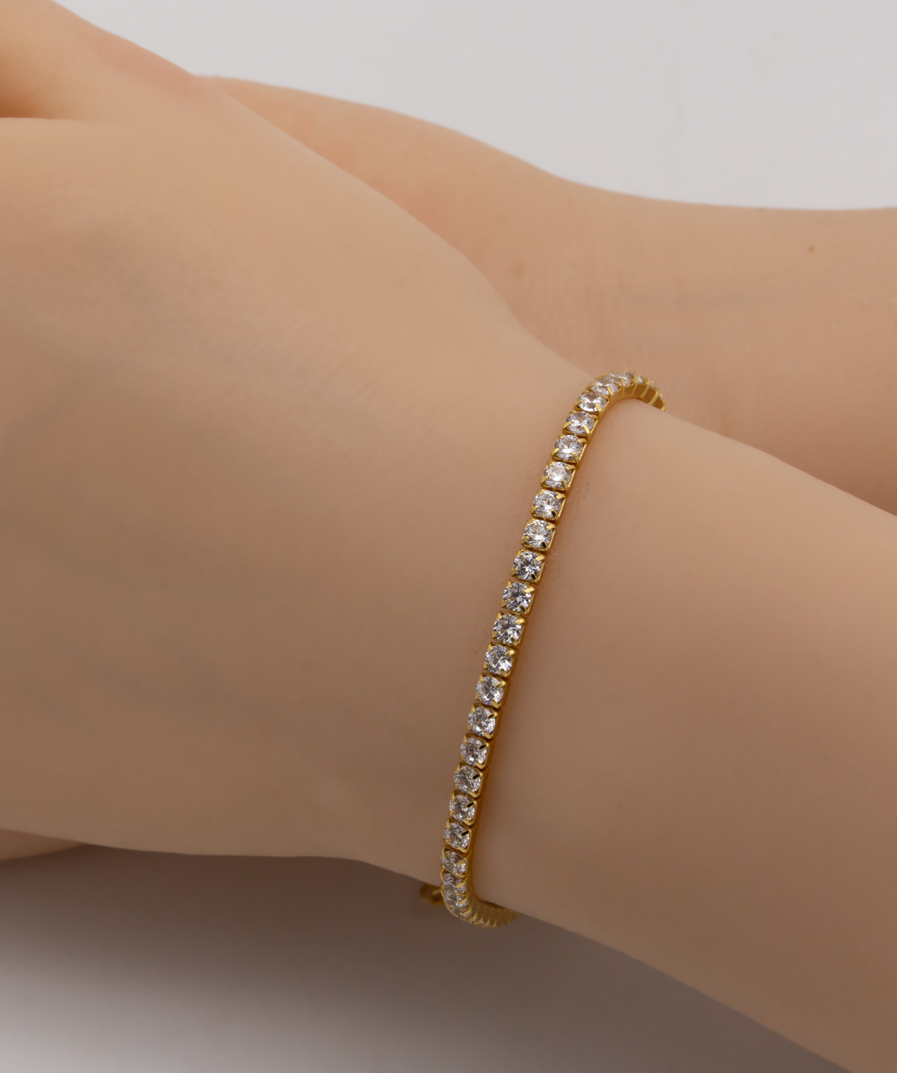 Tennisarmband mit Zirkonia 925er Silber vergoldet