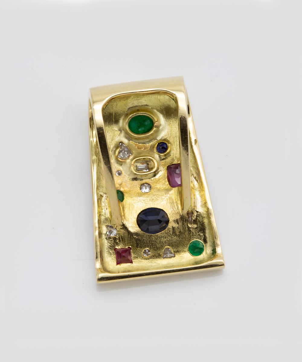 Brillantanhänger mit Multi-Farbsteinen 750er Gelbgold 
