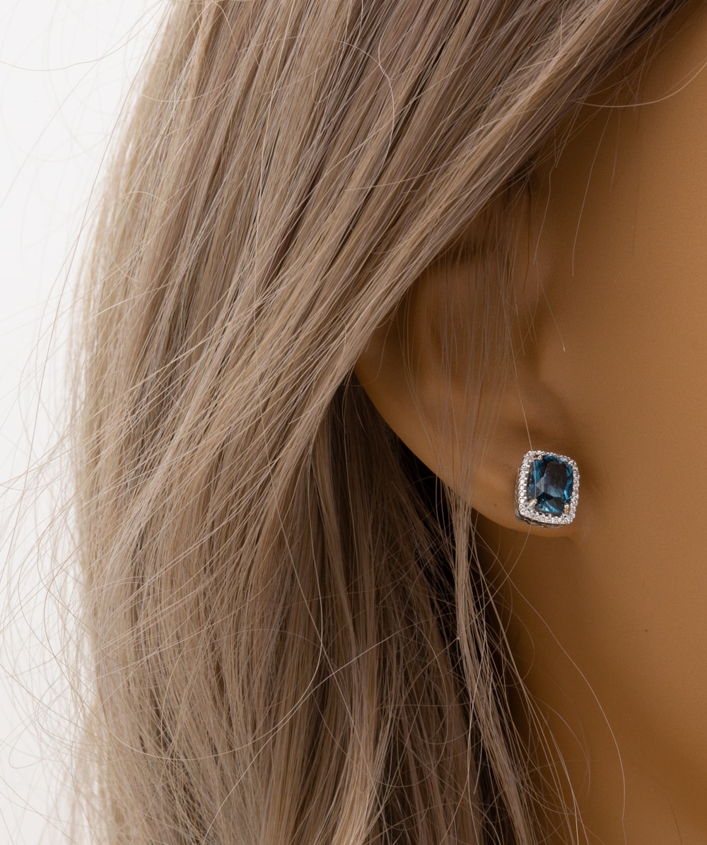 Zirkoniaohrstecker London Blue Topas 925er Silber 