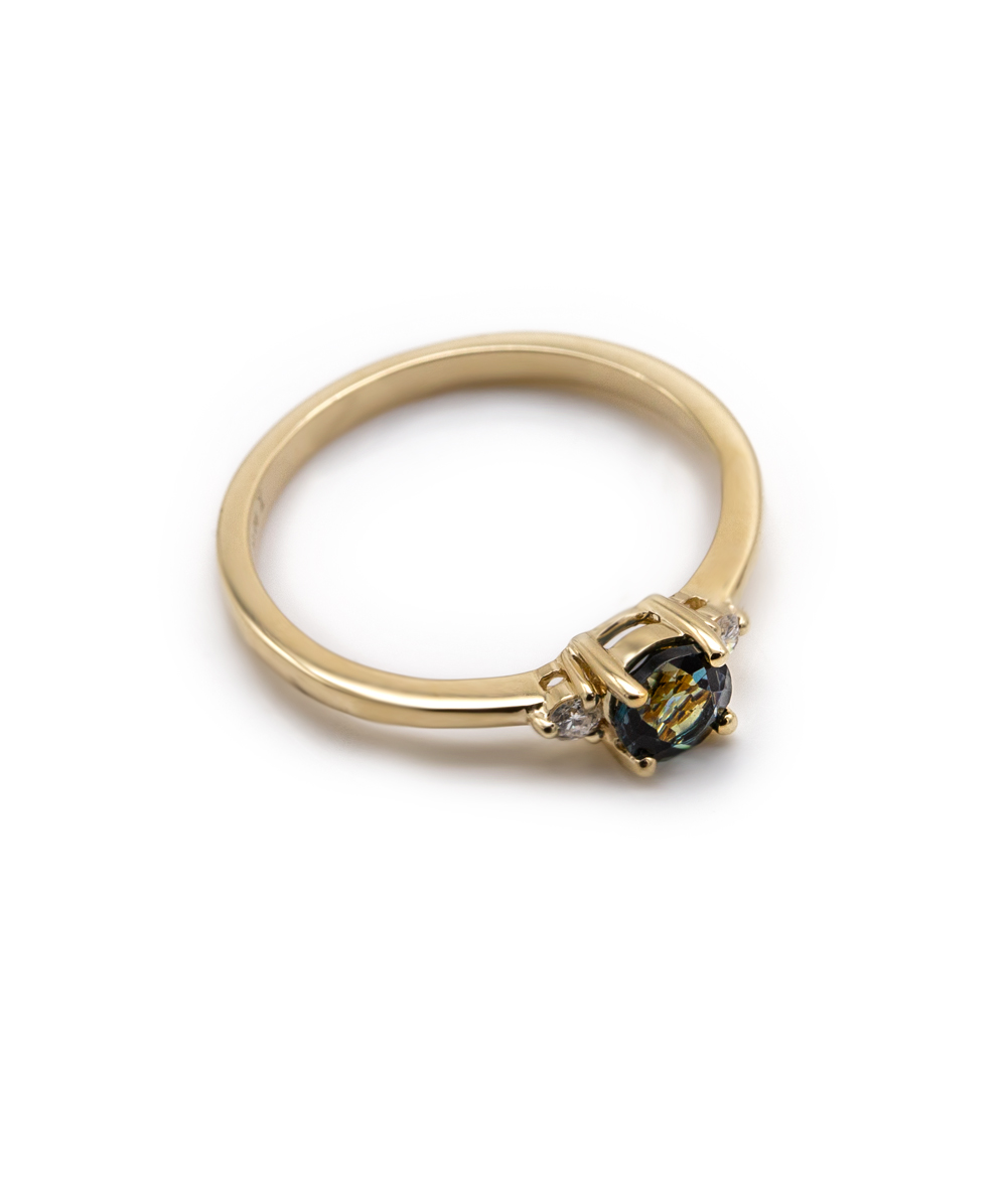 Brillantring mit Topas London Blue 585er Gelbgold