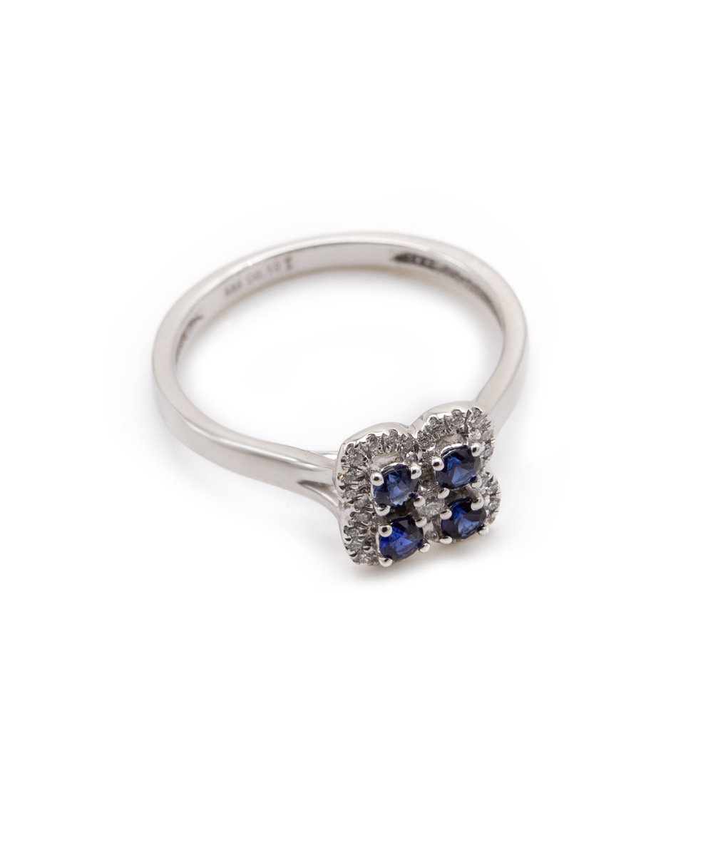 Ring mit Brillanten und Safir 585er Weißgold