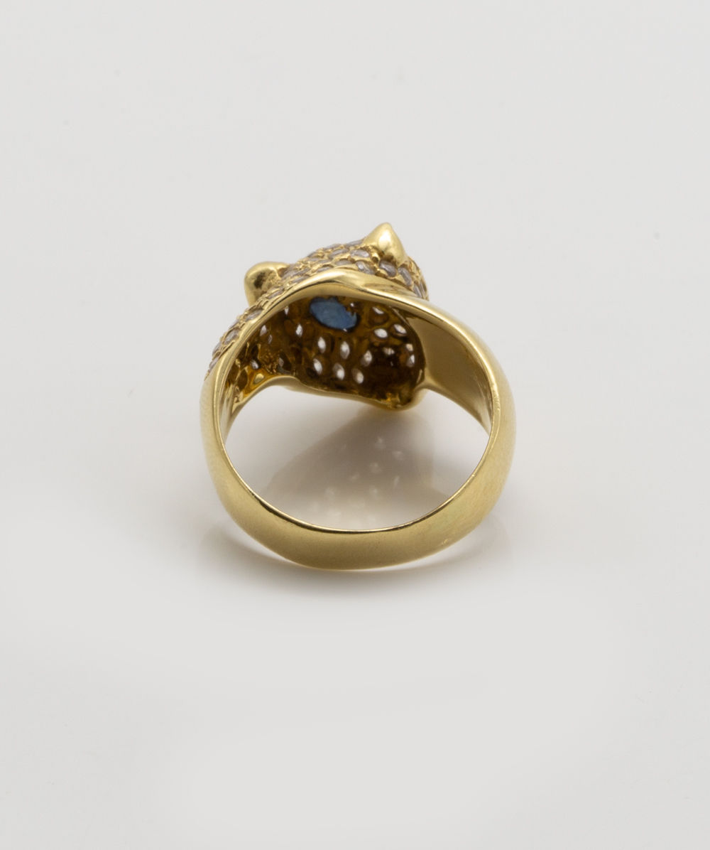 Ring Panther mit Farbsteinen 750er Gelbgold